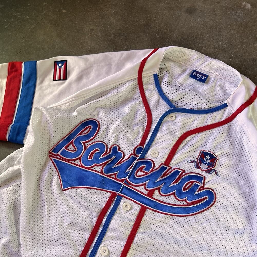 Puerto Rico Boricua #21 DELF Button Mesh Baseball Jersey
